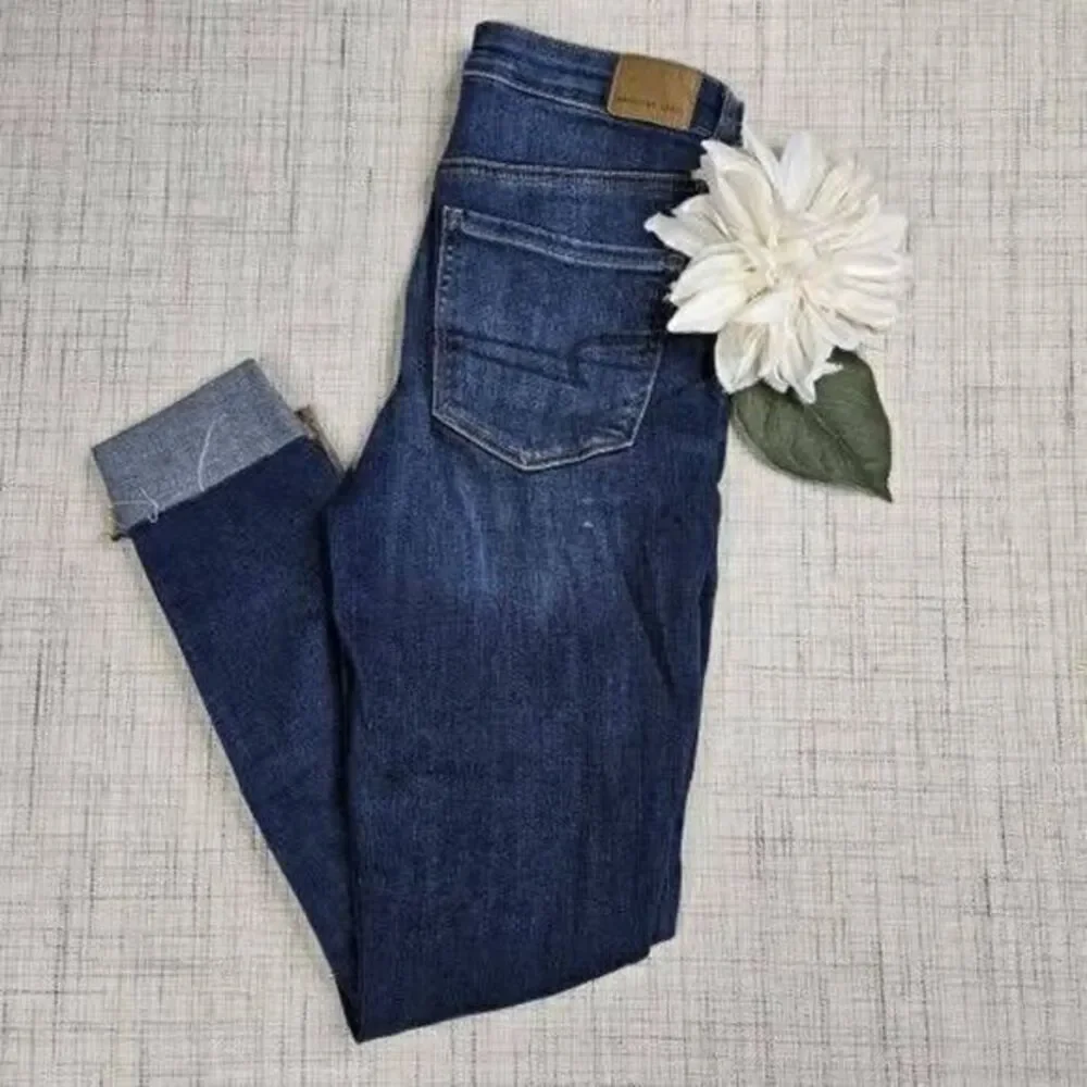 American Eagle Super Hi-Rise Jegging Crop Womens Blue Denim‎ Jeans Size 4
